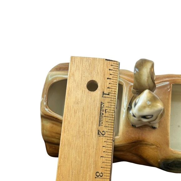 Vintage Ceramic Squirrel and Log Miniature Planter-Woodland Forest Decor - Picture 8 of 9